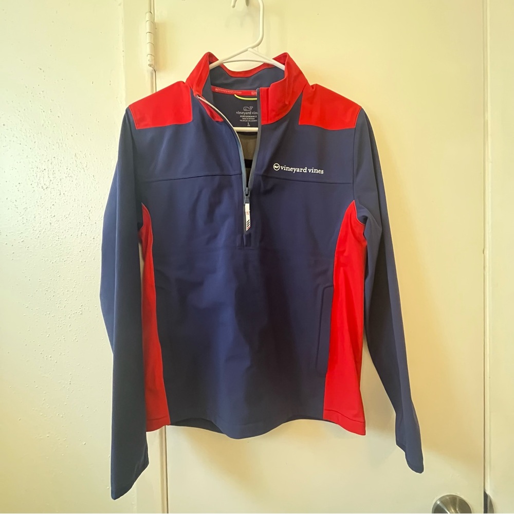 Boys Vineyard Vines Navy and Red Pullover - Sz L(16)